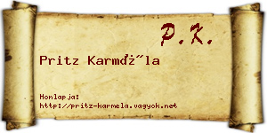 Pritz Karméla névjegykártya